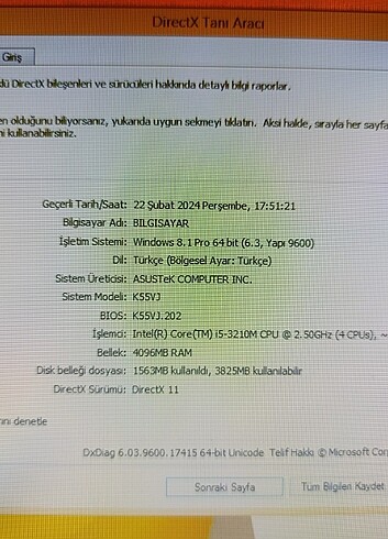 Beden ASUS K55VJ Notebook orijinal kutusu ve belgeleri ile