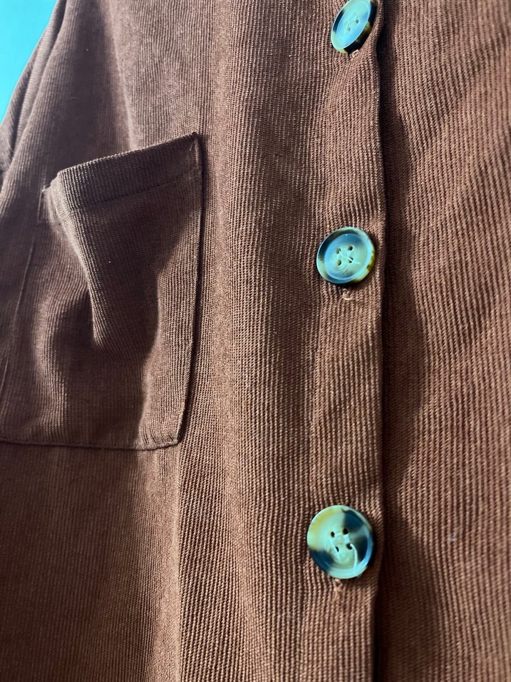 Kadın Kahverengi Keten Düğmeli Gömlek - Görsel 2