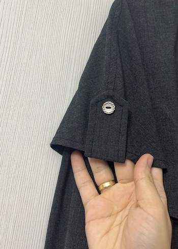 Siyah Uzun Keten Kadın Trençkot - Görsel 6