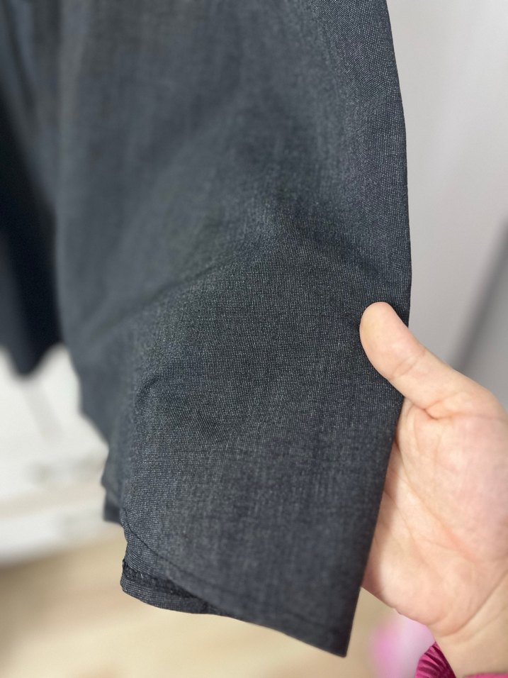 Siyah Uzun Keten Kadın Trençkot - Görsel 4