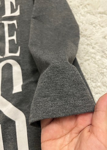 Gri Pamuklu Uzun Kollu sweat - Görsel 3