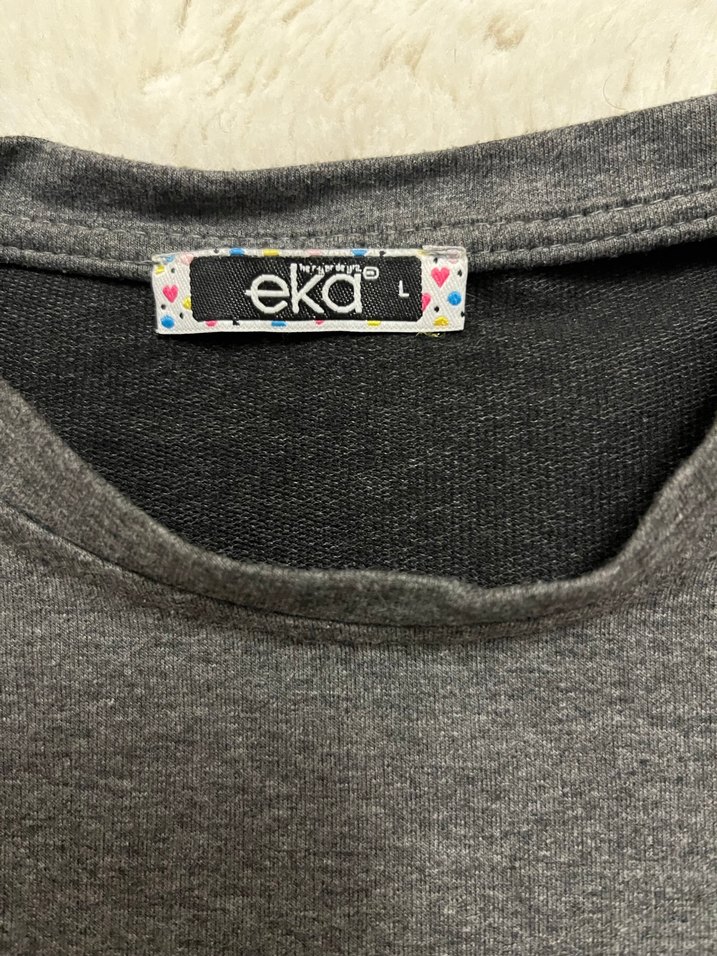 Gri Pamuklu Uzun Kollu sweat - Görsel 2