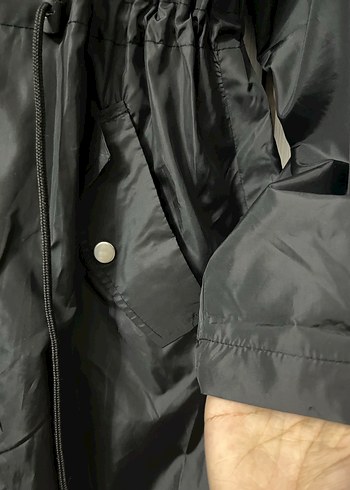 Siyah Midi Boy Kadın yağmurluk - Görsel 2