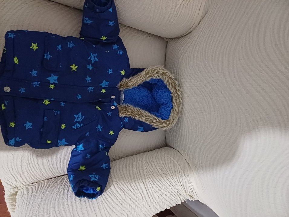 Kürklü Kapüşonlu Mavi Bebek Kayak Tulumu - Görsel 2