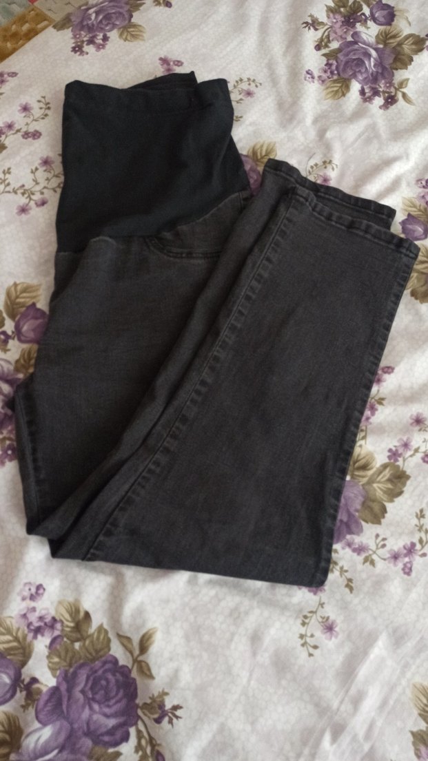 Düğmeli Siyah Pamuklu Hamile Pantolonu - Görsel 3