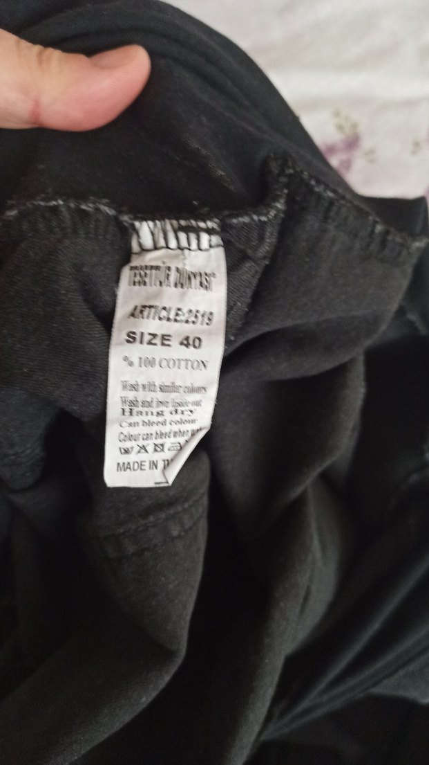 Düğmeli Siyah Pamuklu Hamile Pantolonu - Görsel 2