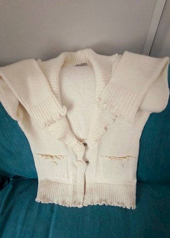 Beyaz Triko Hamile Hırka - Görsel 2