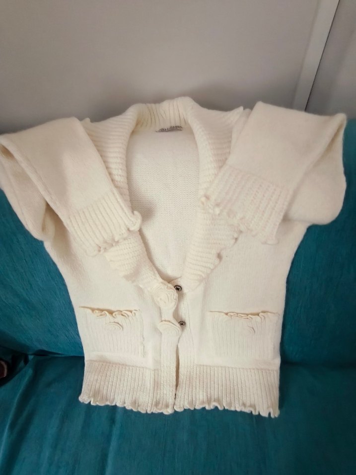 Beyaz Triko Hamile Hırka - Görsel 2