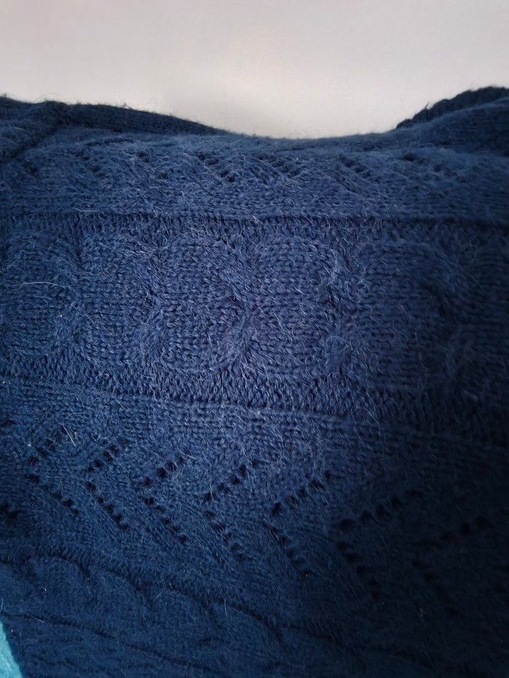 Lacivert Kısa Kollu Boğazlı Triko Kazak - Görsel 3