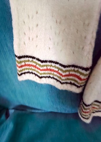 Nakışlı Beyaz Bohem Kadın Hırka - Görsel 5