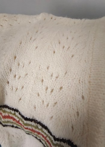 Nakışlı Beyaz Bohem Kadın Hırka - Görsel 2