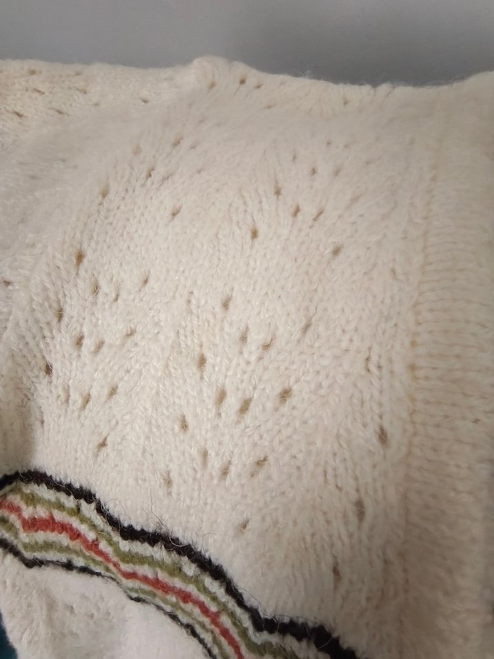 Nakışlı Beyaz Bohem Kadın Hırka - Görsel 2