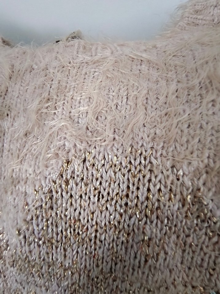 Bej Bohem Tarzı Kadın Örgü Kazak - Görsel 4