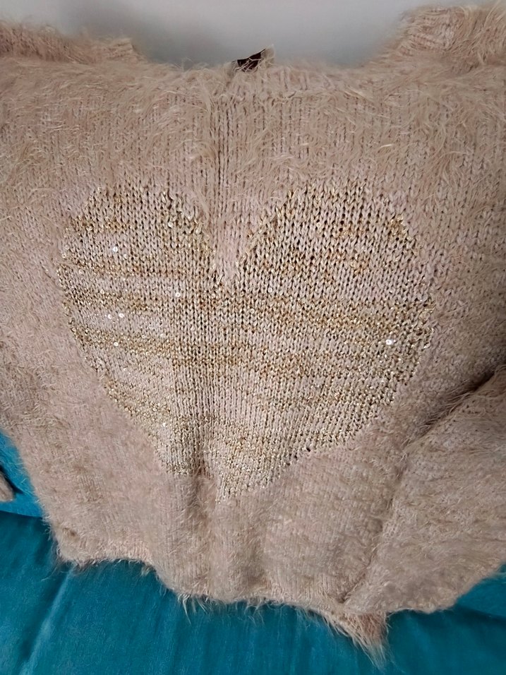 Bej Bohem Tarzı Kadın Örgü Kazak - Görsel 3