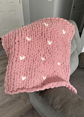 Nakışlı Pembe Örgü Çocuk Battaniyesi - Görsel 2