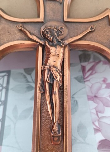 Avrupa vintage damgalı İsa temalı hac objesi dekor dönem 