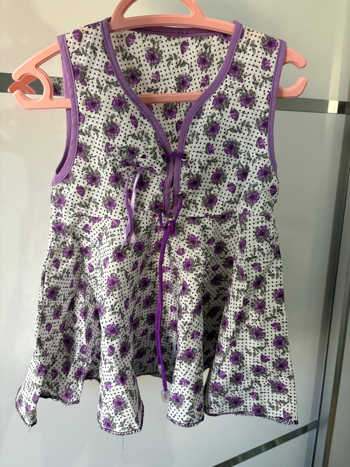 Kız Çocuk Mor Dantelli Bohem Elbise - Görsel 2