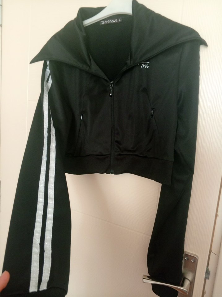 Siyah Crop Spor Kadın Ceket - Görsel 2