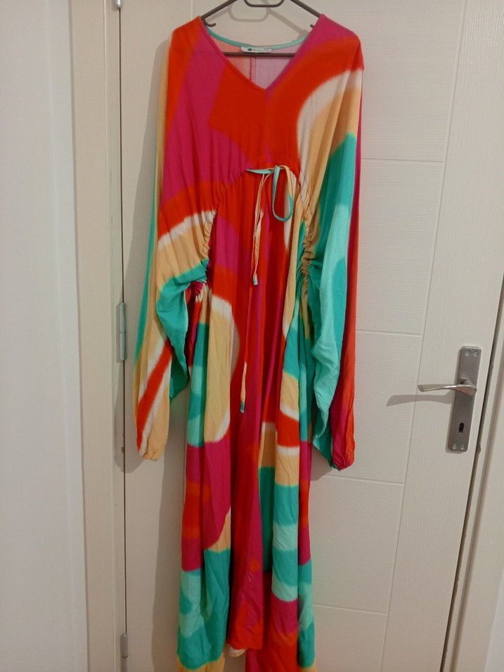 Renkli Bohem Uzun Elbise - Görsel 2