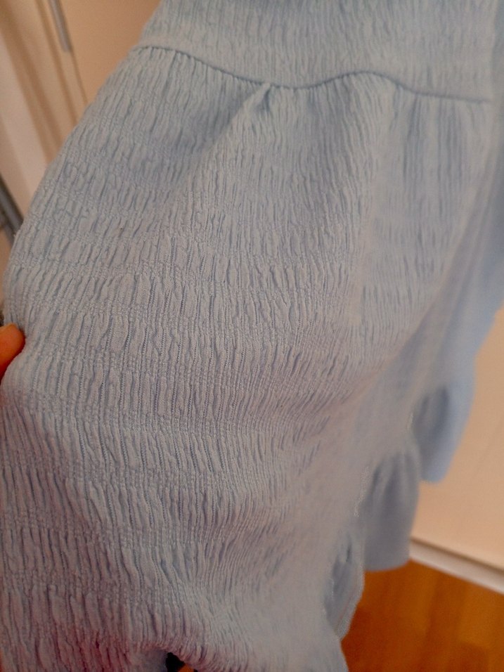 Mavi V Yaka Midi  Elbise - Görsel 5