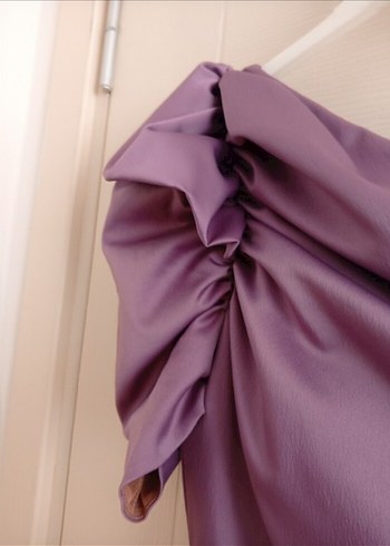 Mor Drapeli Uzun Abiye Elbise - Görsel 5