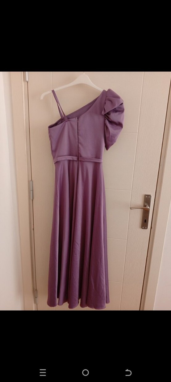 Mor Drapeli Uzun Abiye Elbise - Görsel 3