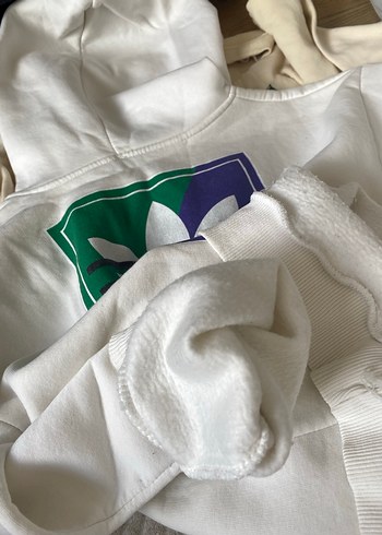 Adidas Beyaz Adidas Kapüşonlu Sweatshirt