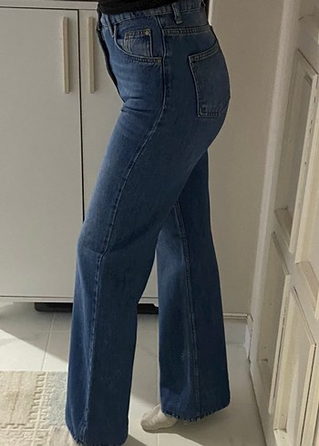 34 Beden Koyu mavi wide leg jean