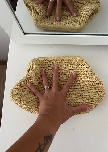  Beden camel Renk Bej Örgü Kadın Clutch Çanta