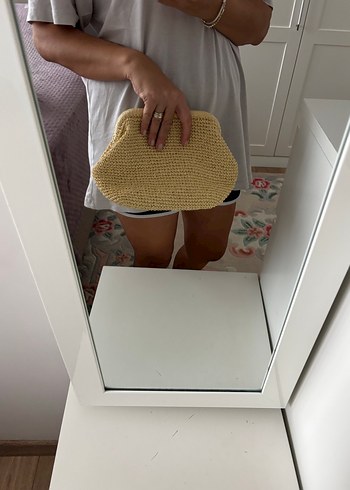 Bej Örgü Kadın Clutch Çanta