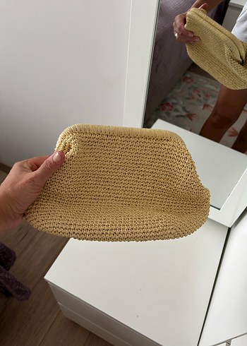 Zara Bej Örgü Kadın Clutch Çanta