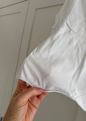 Kadın Beyaz Kısa Kollu Crop Top - Görsel 3