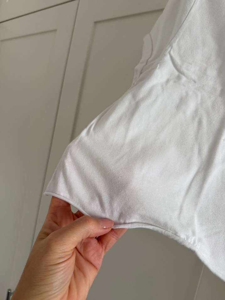 Kadın Beyaz Kısa Kollu Crop Top - Görsel 3