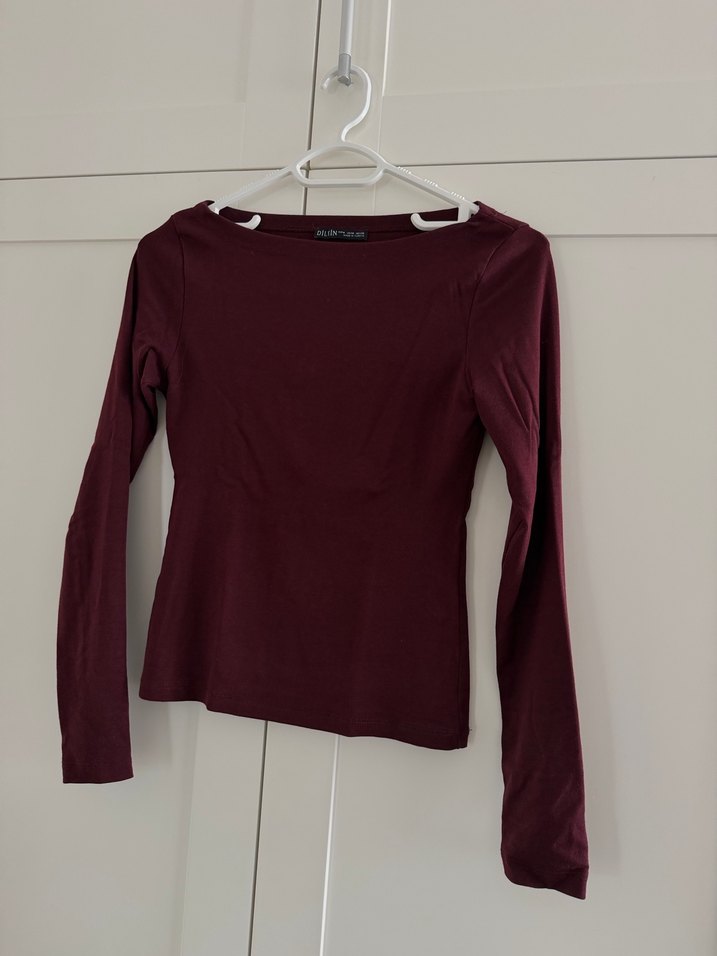 Bordo Uzun Kollu Kadın Bluz - Görsel 2