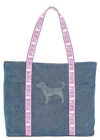 Victoria s Secret Pink Denim Tote Canta