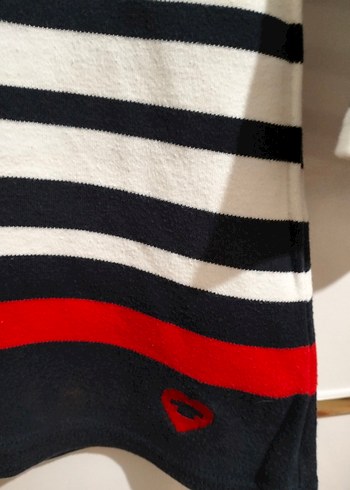 Kadın Çizgili Pamuklu Triko Sweatshirt - Görsel 2