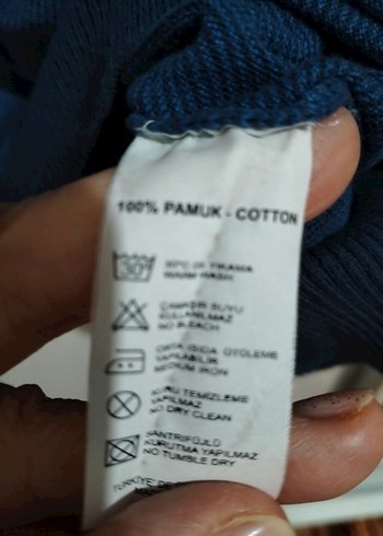 Mavi V Yaka Pamuklu Erkek Kazak - Görsel 4