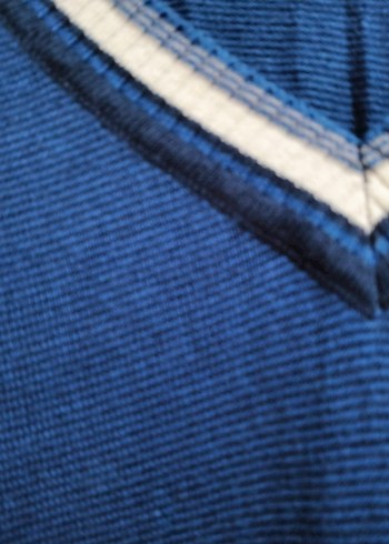 Mavi V Yaka Pamuklu Erkek Kazak - Görsel 2