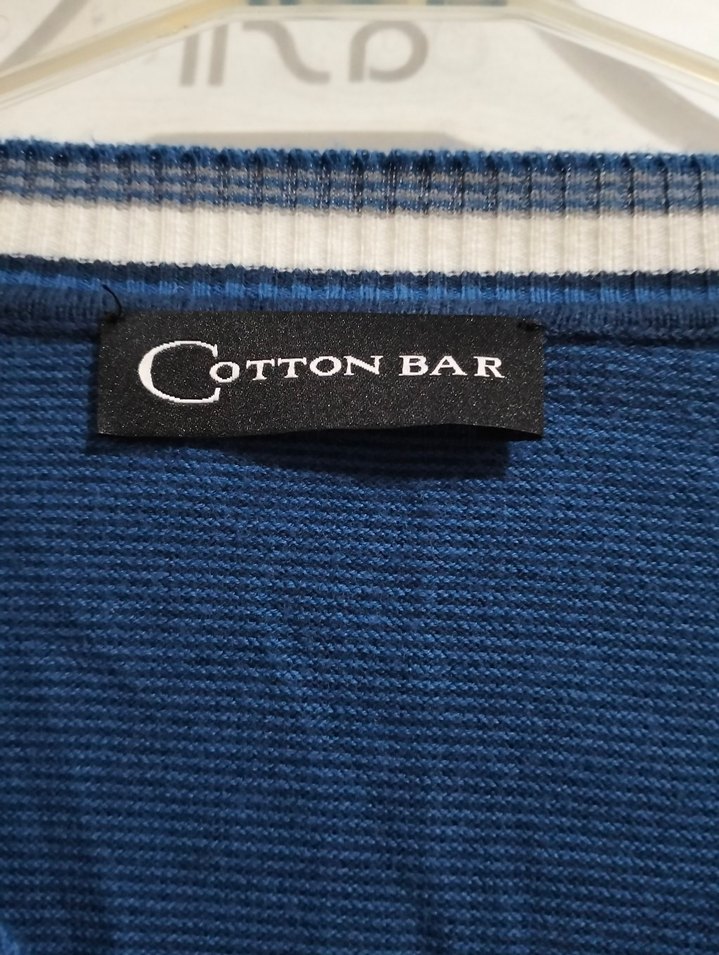 Mavi V Yaka Pamuklu Erkek Kazak - Görsel 3