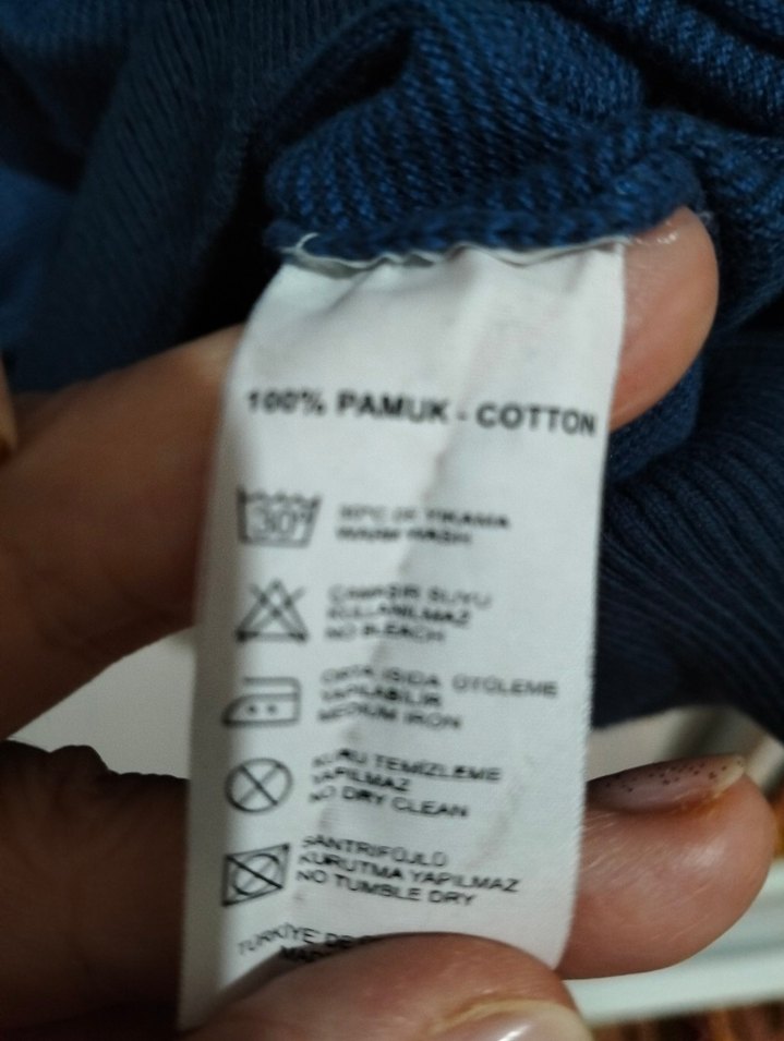 Mavi V Yaka Pamuklu Erkek Kazak - Görsel 4