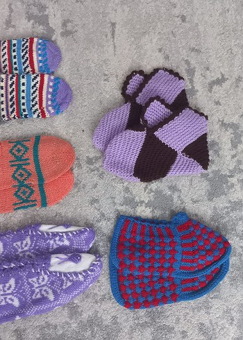 Çok Renkli Kız Çorapları, Desenli Örgü - Görsel 3