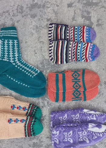 Çok Renkli Kız Çorapları, Desenli Örgü - Görsel 2