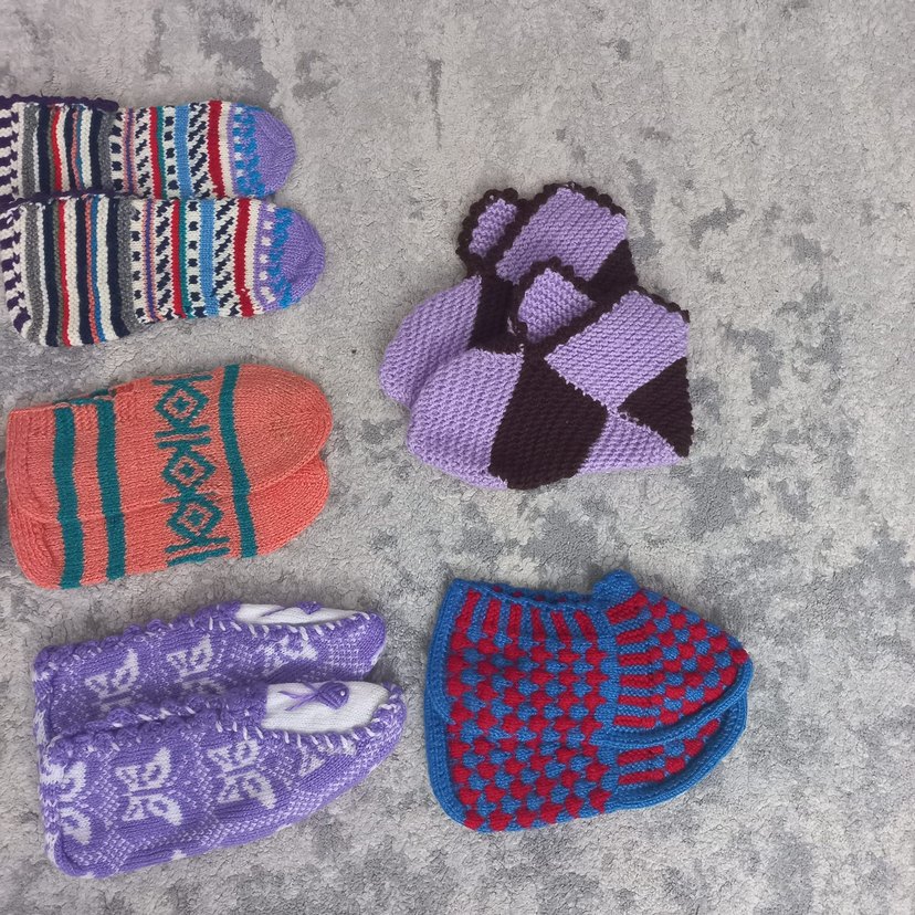 Çok Renkli Kız Çorapları, Desenli Örgü - Görsel 3