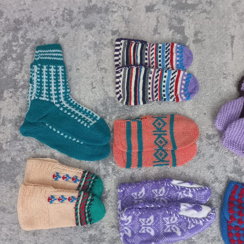 Çok Renkli Kız Çorapları, Desenli Örgü - Görsel 2
