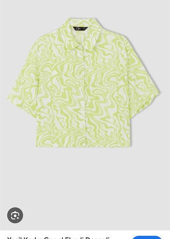 Sarı Kısa Kollu Mini Kadın Gömlek - Görsel 3