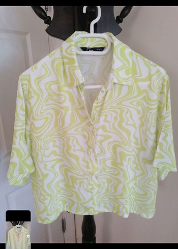 Sarı Kısa Kollu Mini Kadın Gömlek - Görsel 4