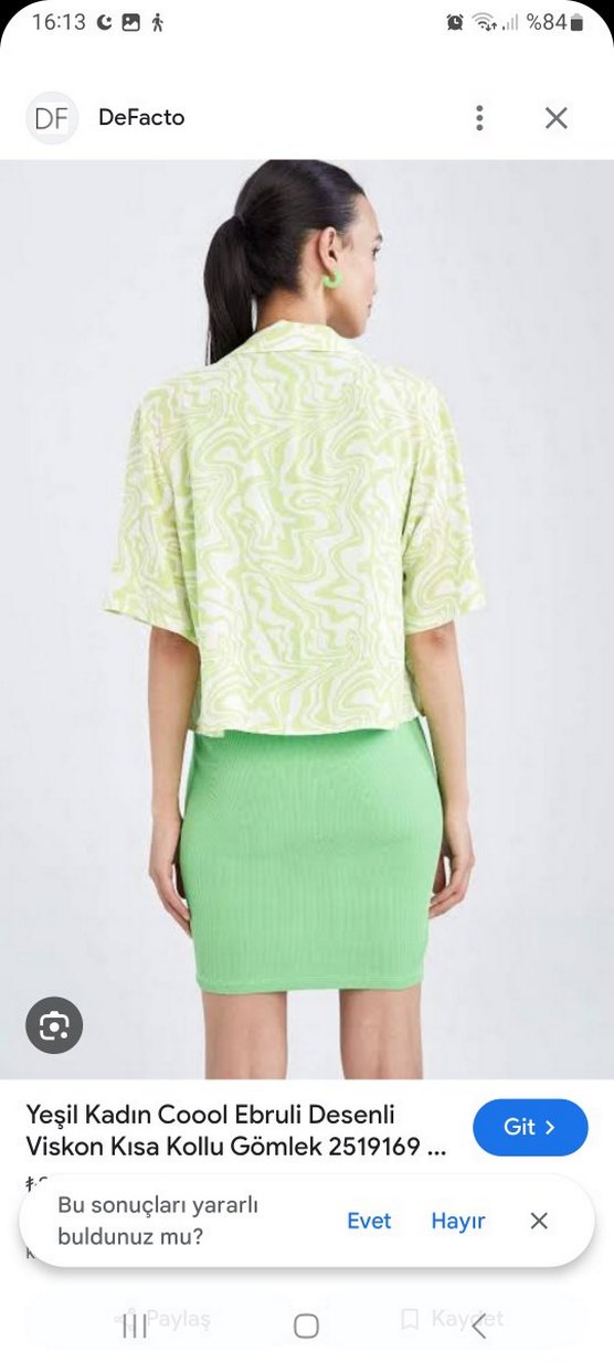 Sarı Kısa Kollu Mini Kadın Gömlek - Görsel 2