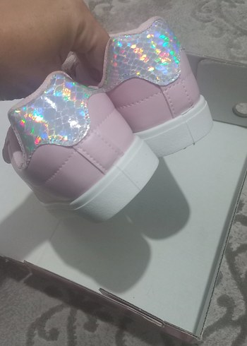 Kız Çocuk Pudra Pembe Cırtlı Spor Ayakkabı - Görsel 6
