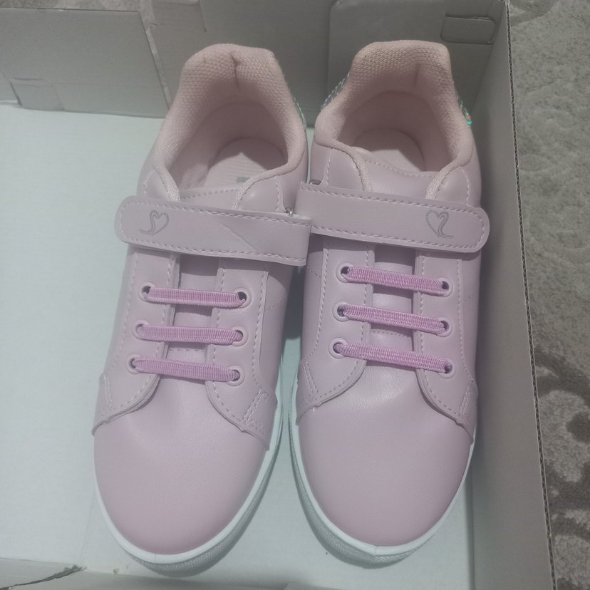 Kız Çocuk Pudra Pembe Cırtlı Spor Ayakkabı - Görsel 5