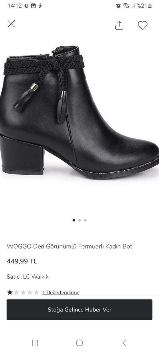 WOGGO Siyah Deri Görünümlü Kadın Bot - Görsel 2